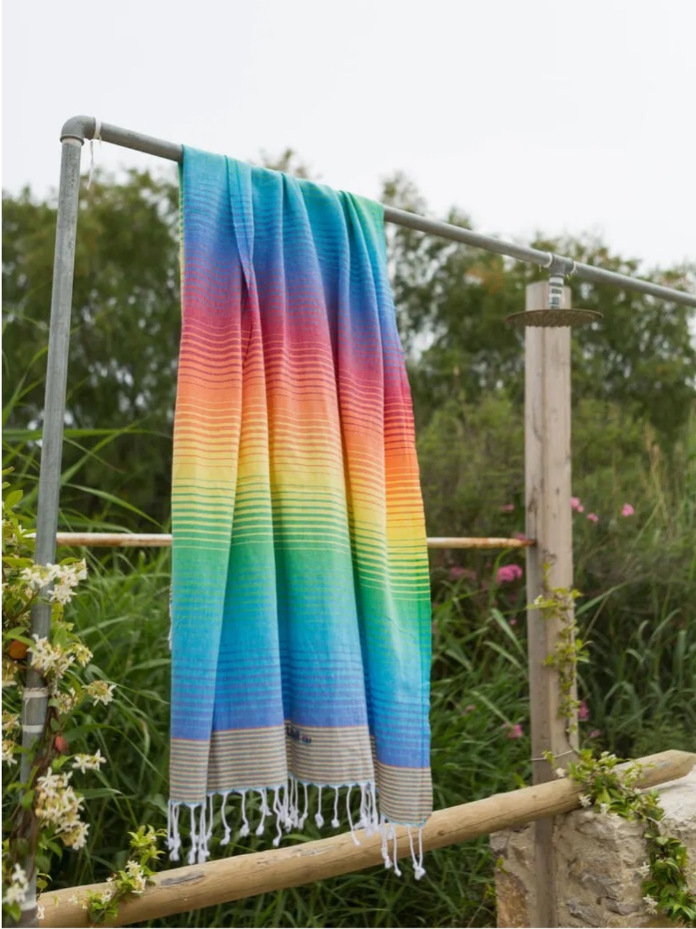 NEW! LeStoff Organic Cotton Hammam Towel Multicolor Rainbow Beach Pool NEW